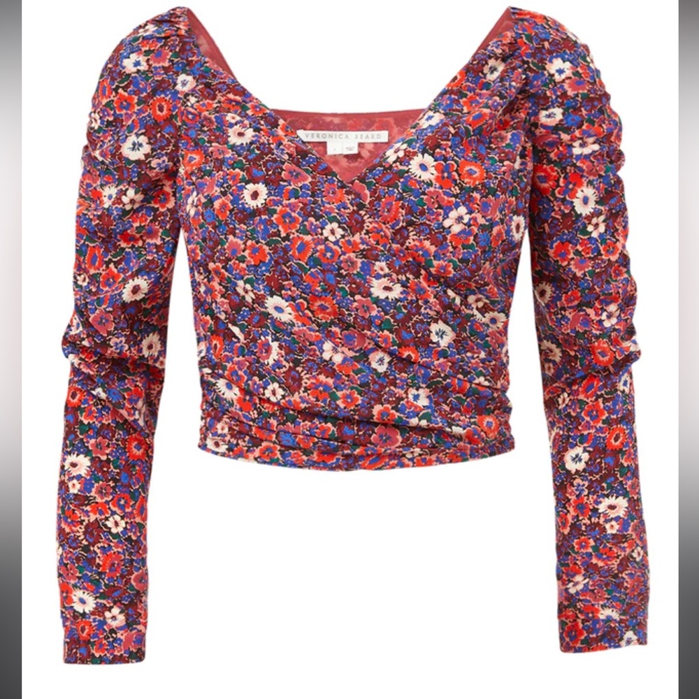 Veronica Beard Women's Sabo Floral Details Top Wrap Waist Multicolor Size 8